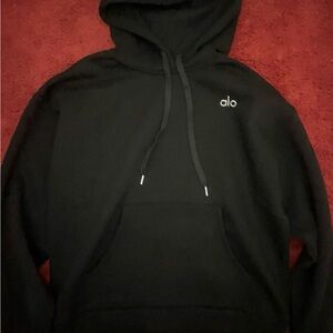ALO Yoga Men's Black Hoodie with Subtle Logo